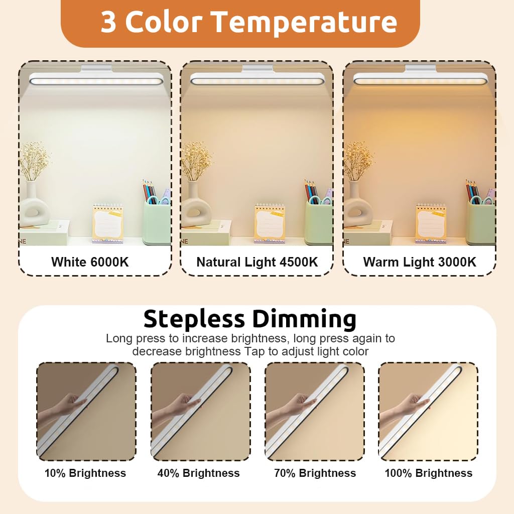 ELEPHANTBOAT LED Cabinet Lights with Magnet, Adjustable Brightness, 3-Color Eye-Protection Study Light, Touch Control, 2000mAh Battery, USB Rechargeable, Portable for Wardrobe, Closet, Bedside ELEPHANTBOAT LED Cabinet Lights with Magnet, Adjustable Brightness, 3-Color Eye-Protection Study Light, Touch Control, 2000mAh Battery, USB Rechargeable, Portable for Wardrobe, Closet, Bedside